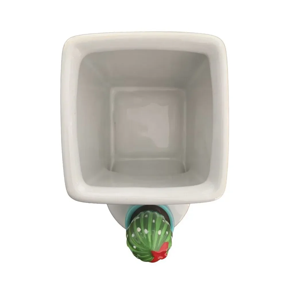 Nora Fleming Pearl Dot Holder Crock Vase Base with Cactus Mini Ceramic Retired
